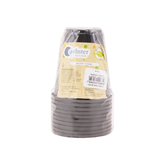 Vaso desechable negro de 210 ml Corinter 10 unidades