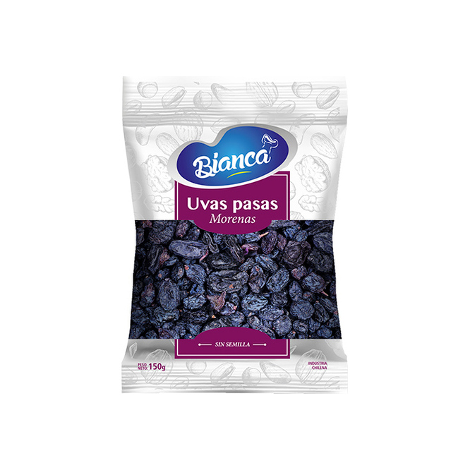 Uva pasas morenas sin semillas paquete Bianca 150 gramos