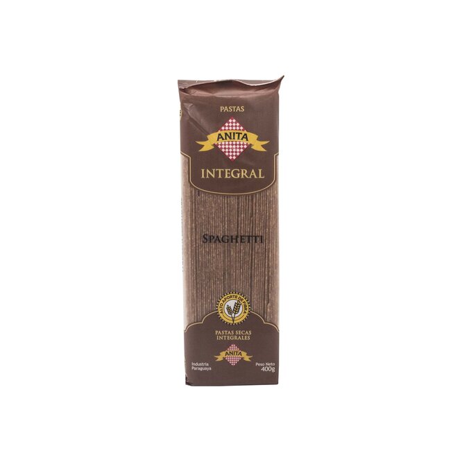 Fideo spaghetti integral paquete Anita 400 gramos
