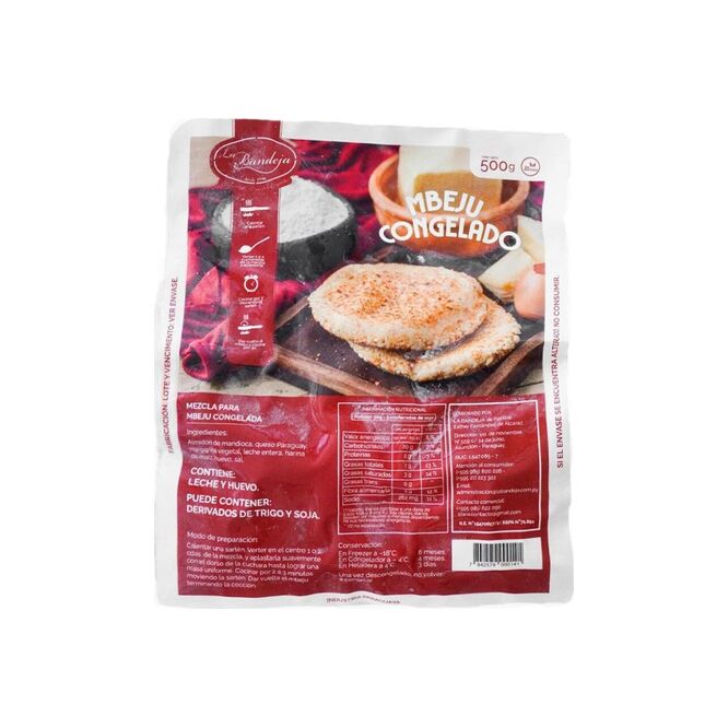 Mezcla para mbejú congelada La Bandeja 500 gramos, ideal para preparar fácilmente el clásico mbejú paraguayo con sabor t