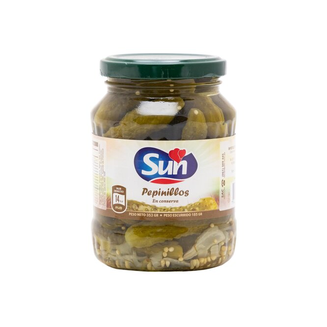 Pepinillos en conserva frasco Sun 335 gramos